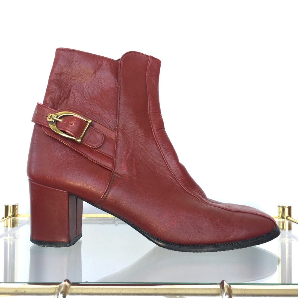 Vintage Etienne Aigner Red Ankle Boots Size 7.5